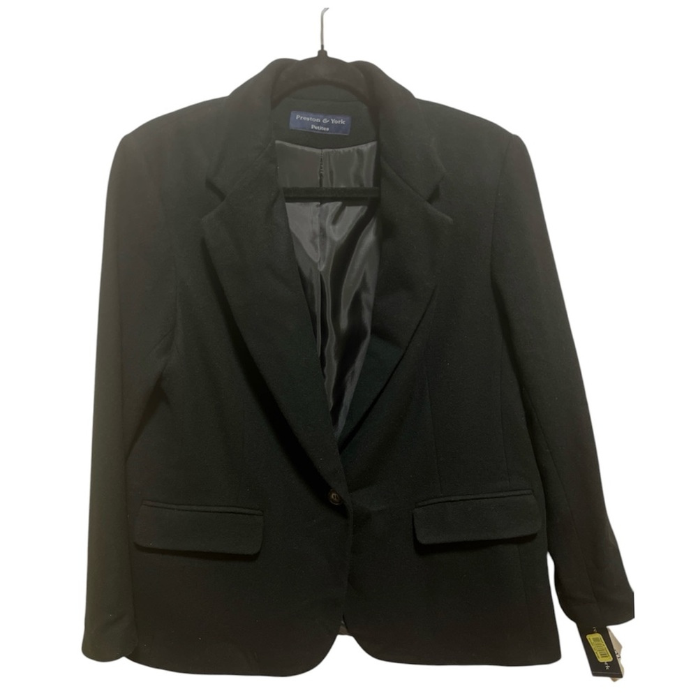 Preston & York 10P Black Cashmere Blend Blazer NWT Career Academia Classic Fit